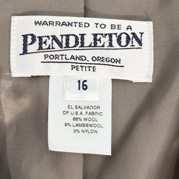 PENDLETON Women’s 16P Taupe Blazer Herringbone Lambswool Equestrian Academia - Picture 10 of 12
